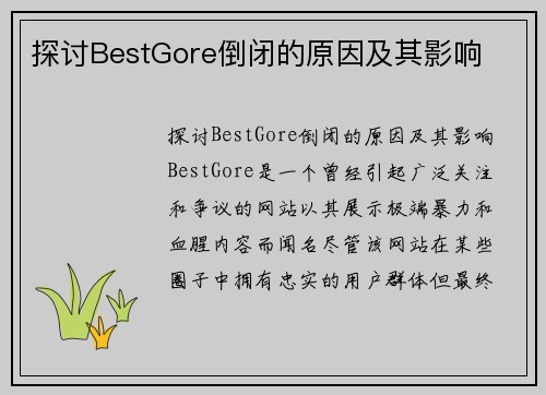 探讨BestGore倒闭的原因及其影响